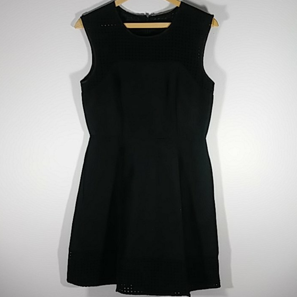 J Crew black slvless eyelet dress Sz 4